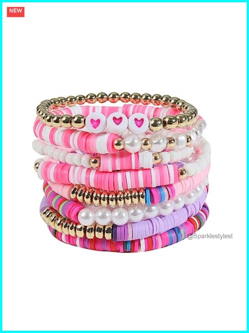 Bohemian Heart Bead Stretch Bracelet Set Stackable Surfer Women Jewelry